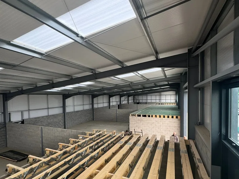 AJB Group carpenters delivering a commercial carpentry package inside an industrial unit
