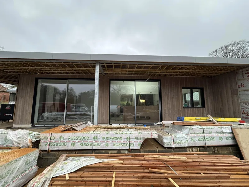Scottish larch cladding fitted to a new build on the Norfolk coast at Cromer