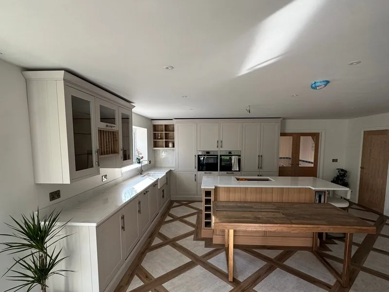 Quartz worktops and Belfast sink in the kitchen fitted at Whittlesey