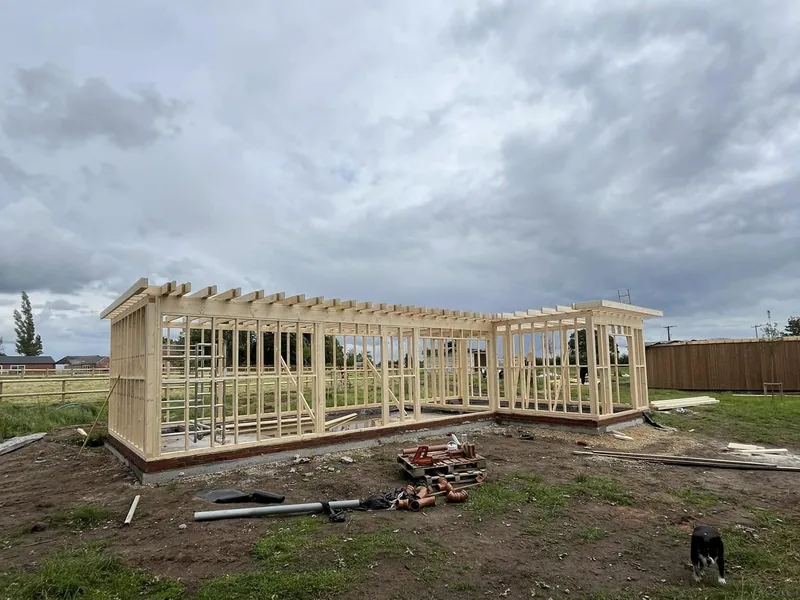 Bespoke garden timber structure built on site by AJB Group carpenters