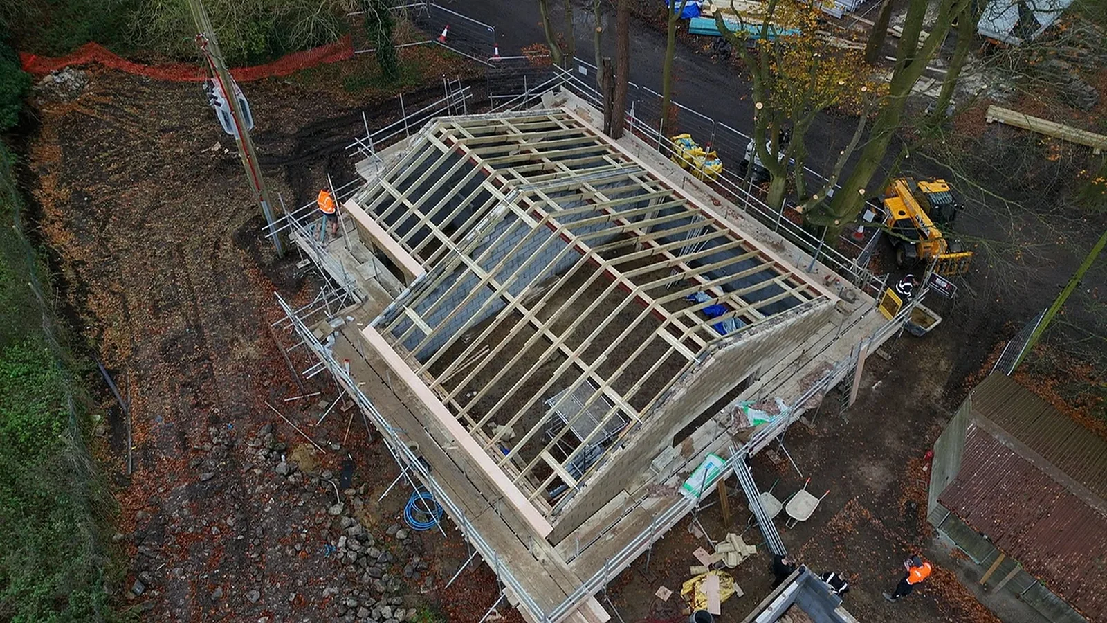 AJB Group carpenters working on a roof structure at a Lincolnshire development