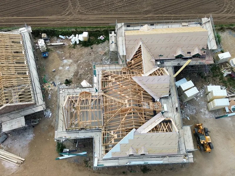 Roof structure under construction by AJB Group carpenters